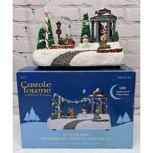 Carole Towne Ivys Ice Rink Animated Musical Light Up  Christmas Village